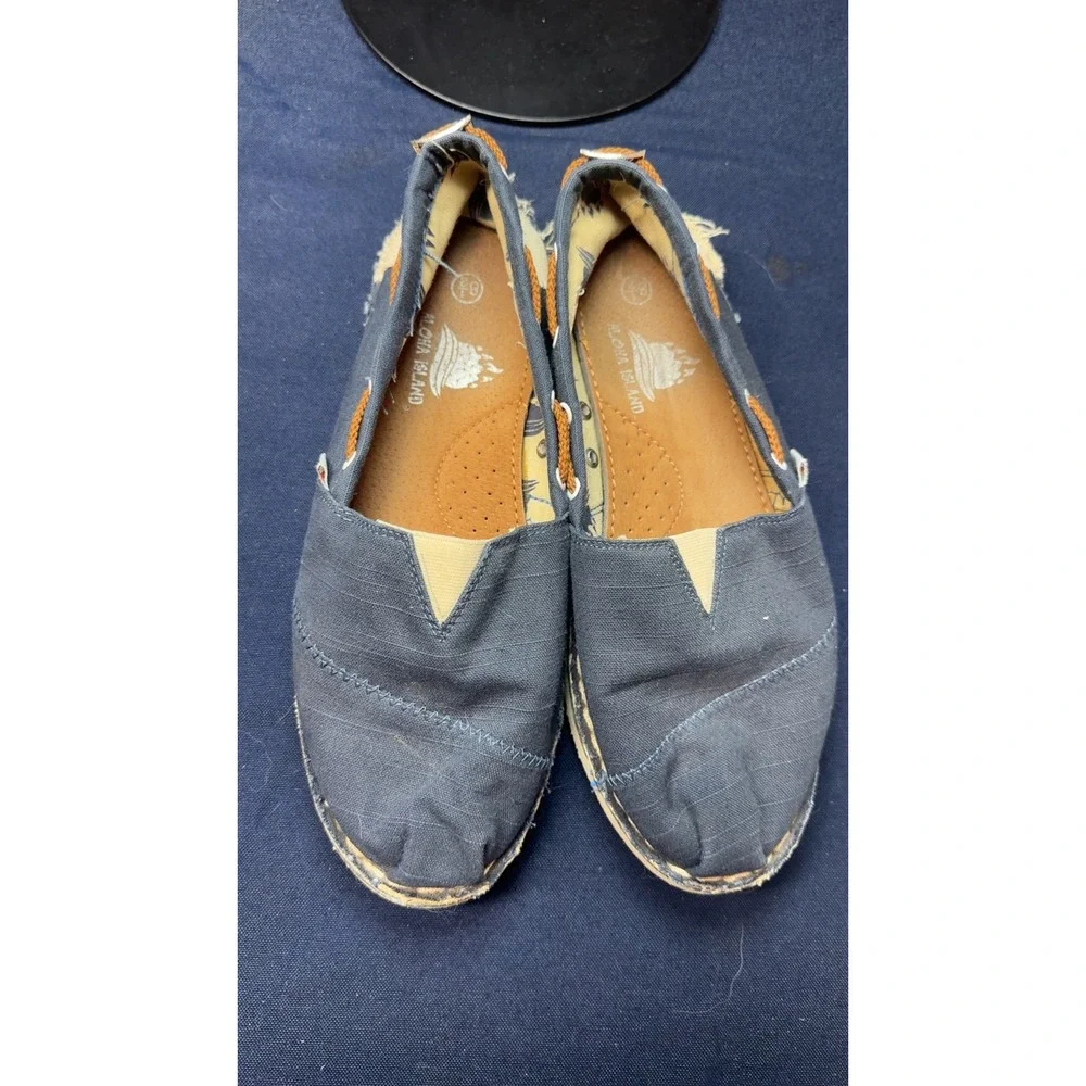 Aloha Island |  Blue Canvas Slip On Alpargata Loafer Shoes | Size 8.5